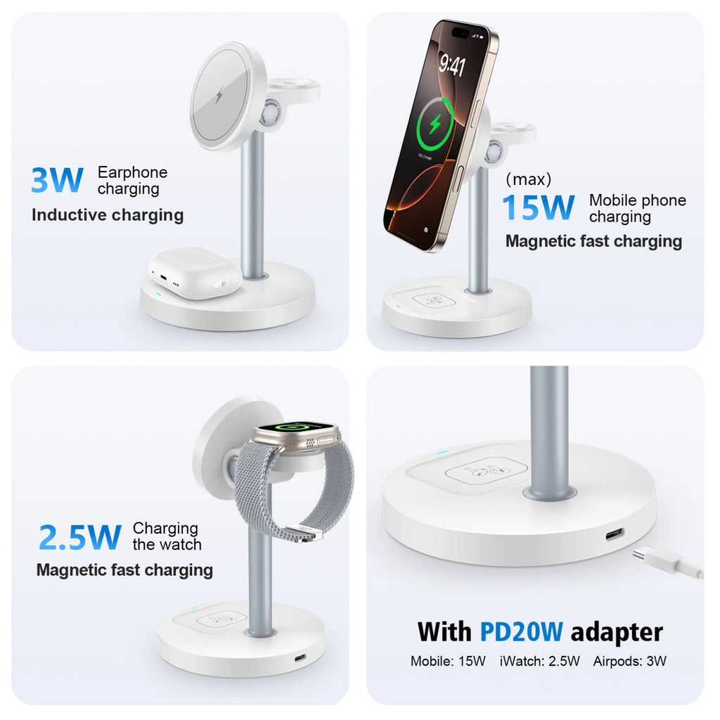 ⚡📱⌚ 3-in-1 Magnetic Wireless Charger | Fast Charging for iPhone, Apple Watch & AirPods 🔋✨