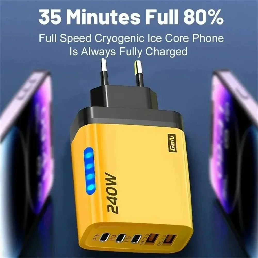⚡PowerUp Pro 240W GaN Charger 🔋
5-in-1 Fast USB-C Charging Station for iPhone, Samsung & Xiaomi 📱