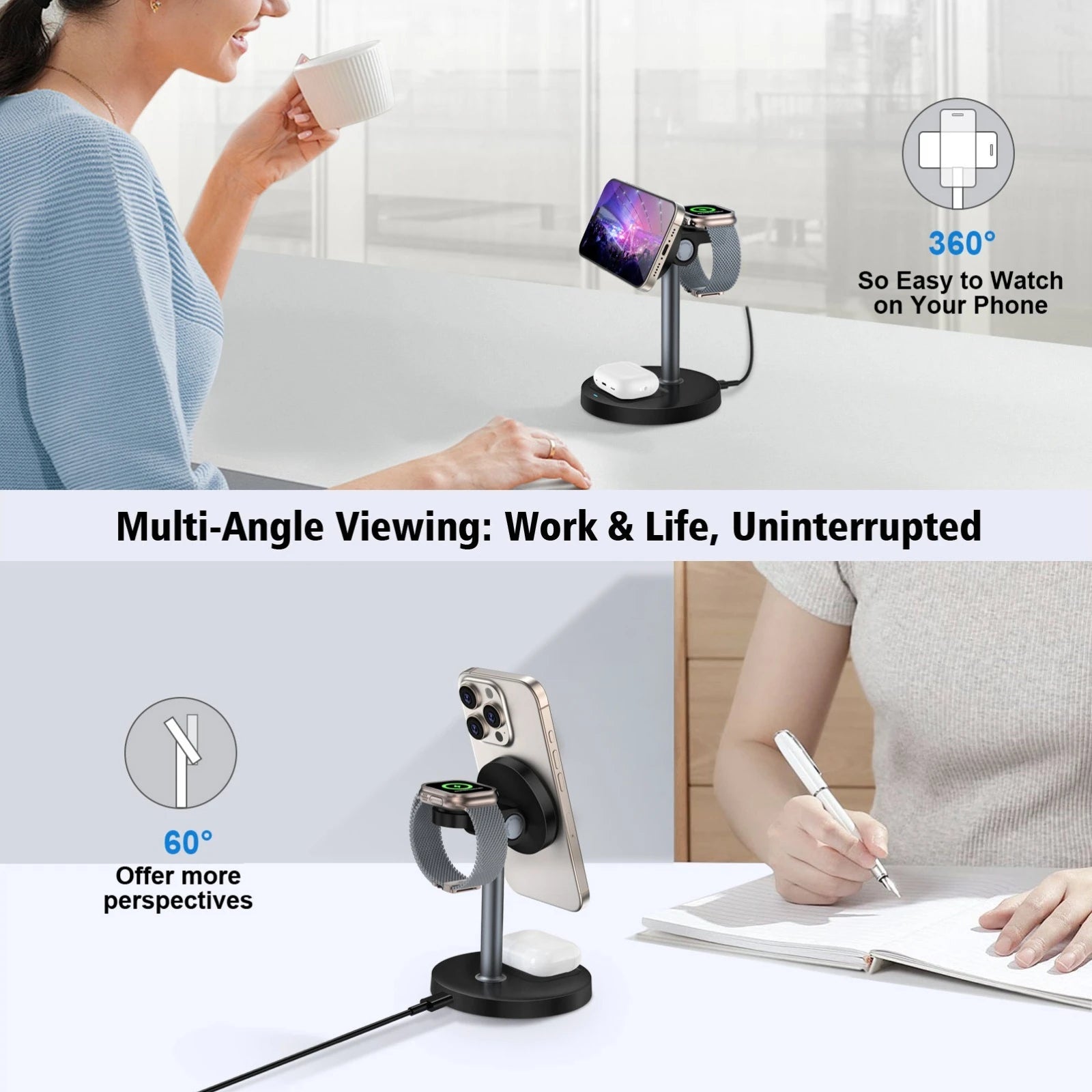 ⚡📱⌚ 3-in-1 Magnetic Wireless Charger | Fast Charging for iPhone, Apple Watch & AirPods 🔋✨