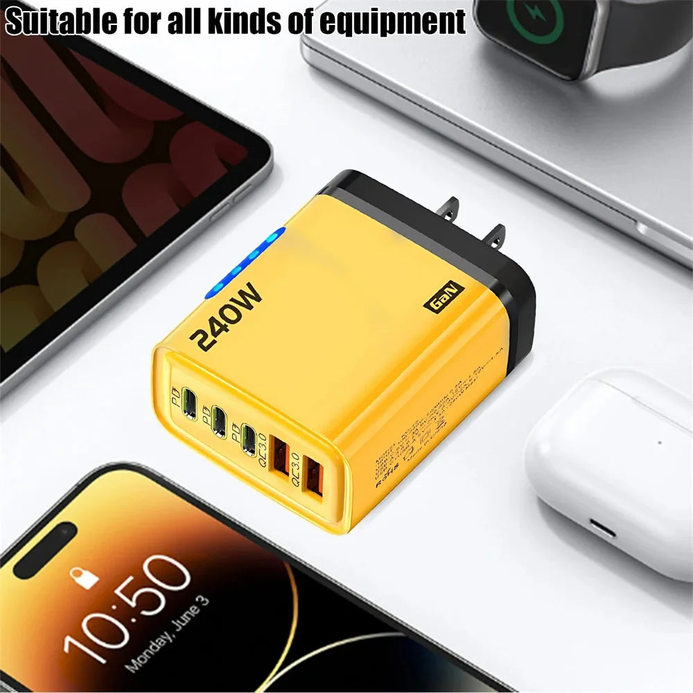 ⚡PowerUp Pro 240W GaN Charger 🔋
5-in-1 Fast USB-C Charging Station for iPhone, Samsung & Xiaomi 📱