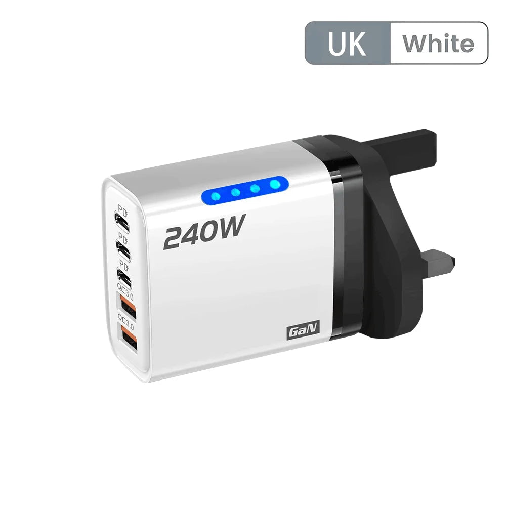 ⚡PowerUp Pro 240W GaN Charger 🔋
5-in-1 Fast USB-C Charging Station for iPhone, Samsung & Xiaomi 📱