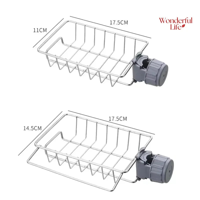 Space-Saving Stainless Steel Kitchen Sink Organizer | Soap Drainer, Towel Holder & Faucet Storage Rack