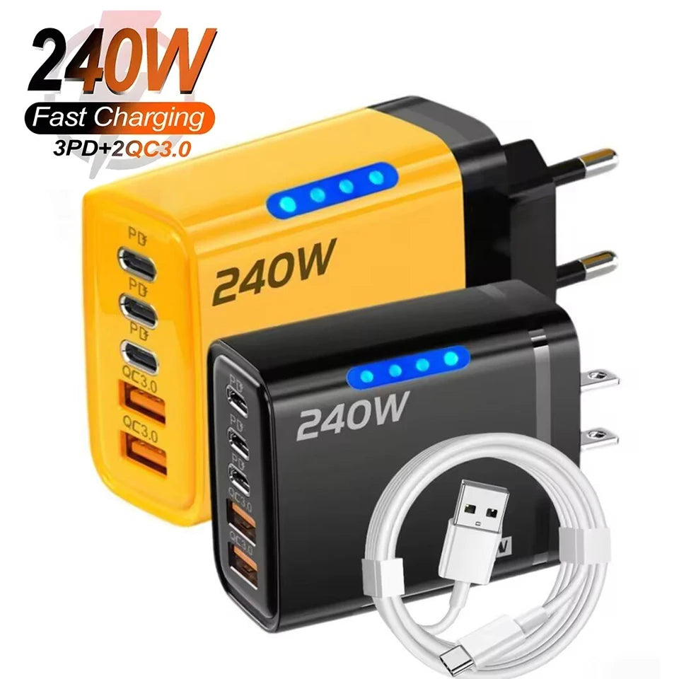 ⚡PowerUp Pro 240W GaN Charger 🔋
5-in-1 Fast USB-C Charging Station for iPhone, Samsung & Xiaomi 📱
