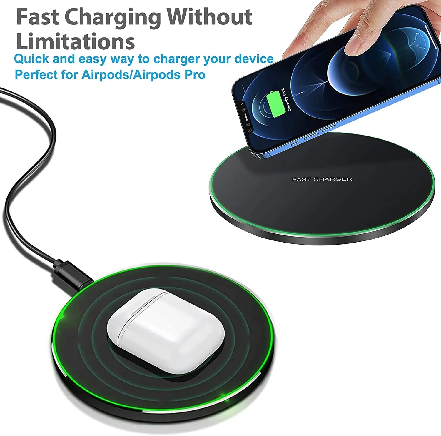 ⚡📱 50W Fast Wireless Charger Pad | Universal Charging for iPhone & Samsung 🔋✨