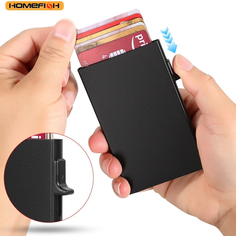 💳✨ HOMEFISH Slim Metal Wallet — Portable Mini Card Holder 🔐🔥