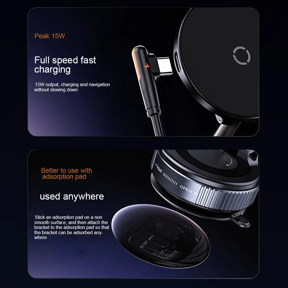 📱🚗 Magnetic 15W Car Phone Holder | 360° Rotation & Foldable Design ✨🔋