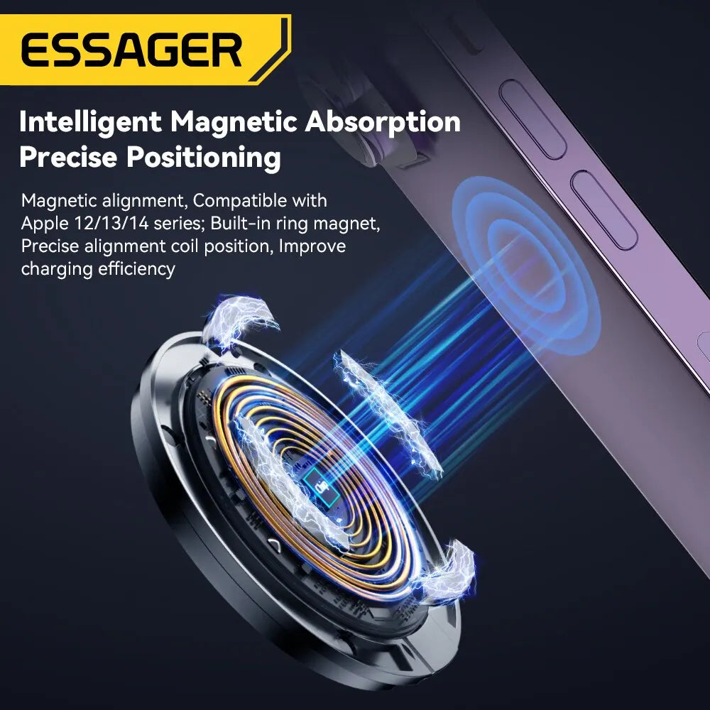 ⚡📱 Essager 15W Magnetic Wireless Charger | Fast Charging for iPhone & Xiaomi 🔋✨