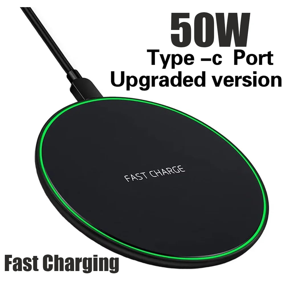 ⚡📱 50W Fast Wireless Charger Pad | Universal Charging for iPhone & Samsung 🔋✨