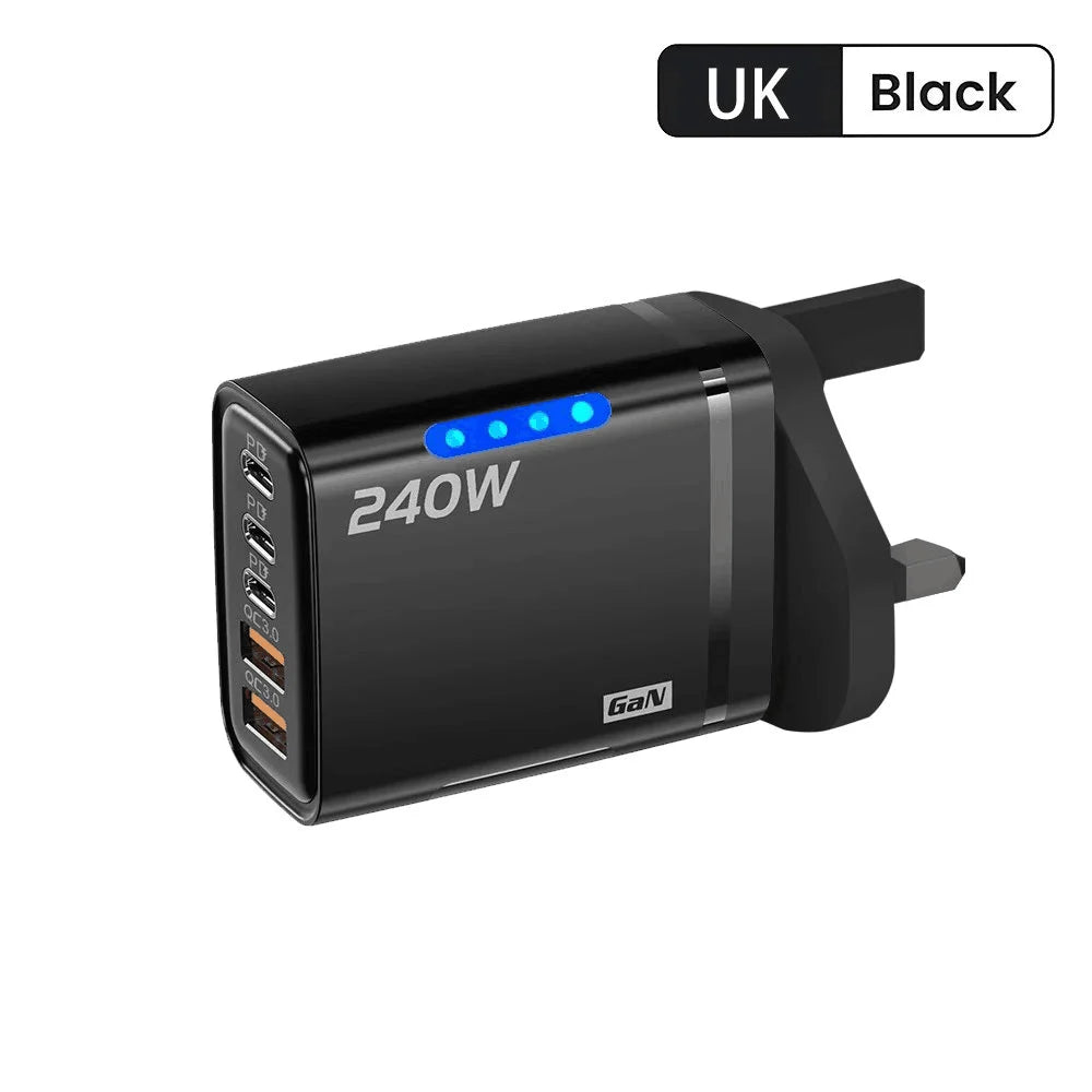 ⚡PowerUp Pro 240W GaN Charger 🔋
5-in-1 Fast USB-C Charging Station for iPhone, Samsung & Xiaomi 📱