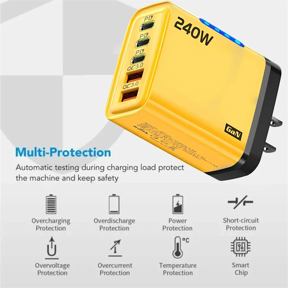 ⚡PowerUp Pro 240W GaN Charger 🔋
5-in-1 Fast USB-C Charging Station for iPhone, Samsung & Xiaomi 📱