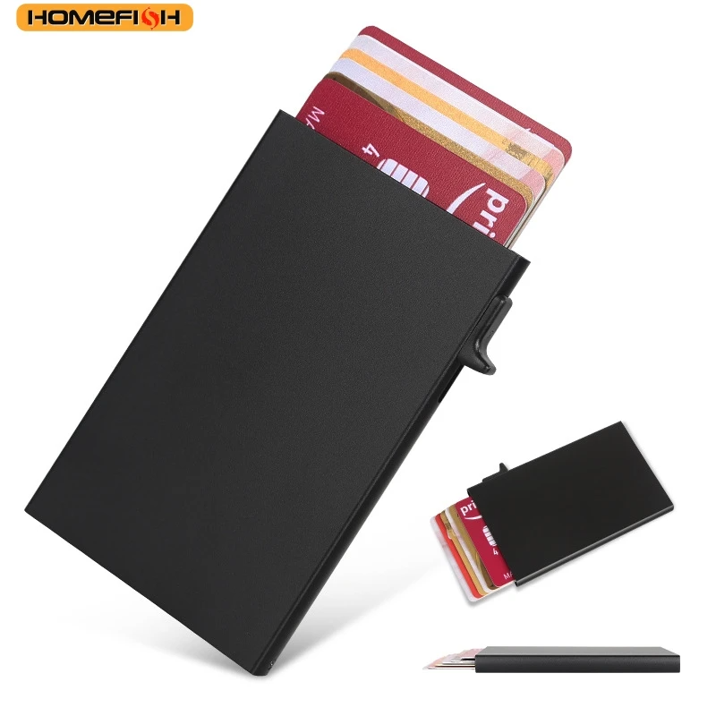 💳✨ HOMEFISH Slim Metal Wallet — Portable Mini Card Holder 🔐🔥